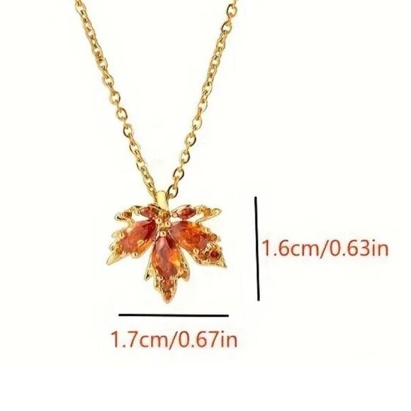 18K Gold Plated Maple Leaf Pendant Necklace Chic Floral Style Fashion Style NEW - Picture 9 of 9